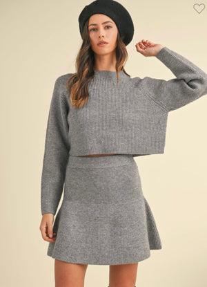 She's Chic Heather Grey Sweater Set