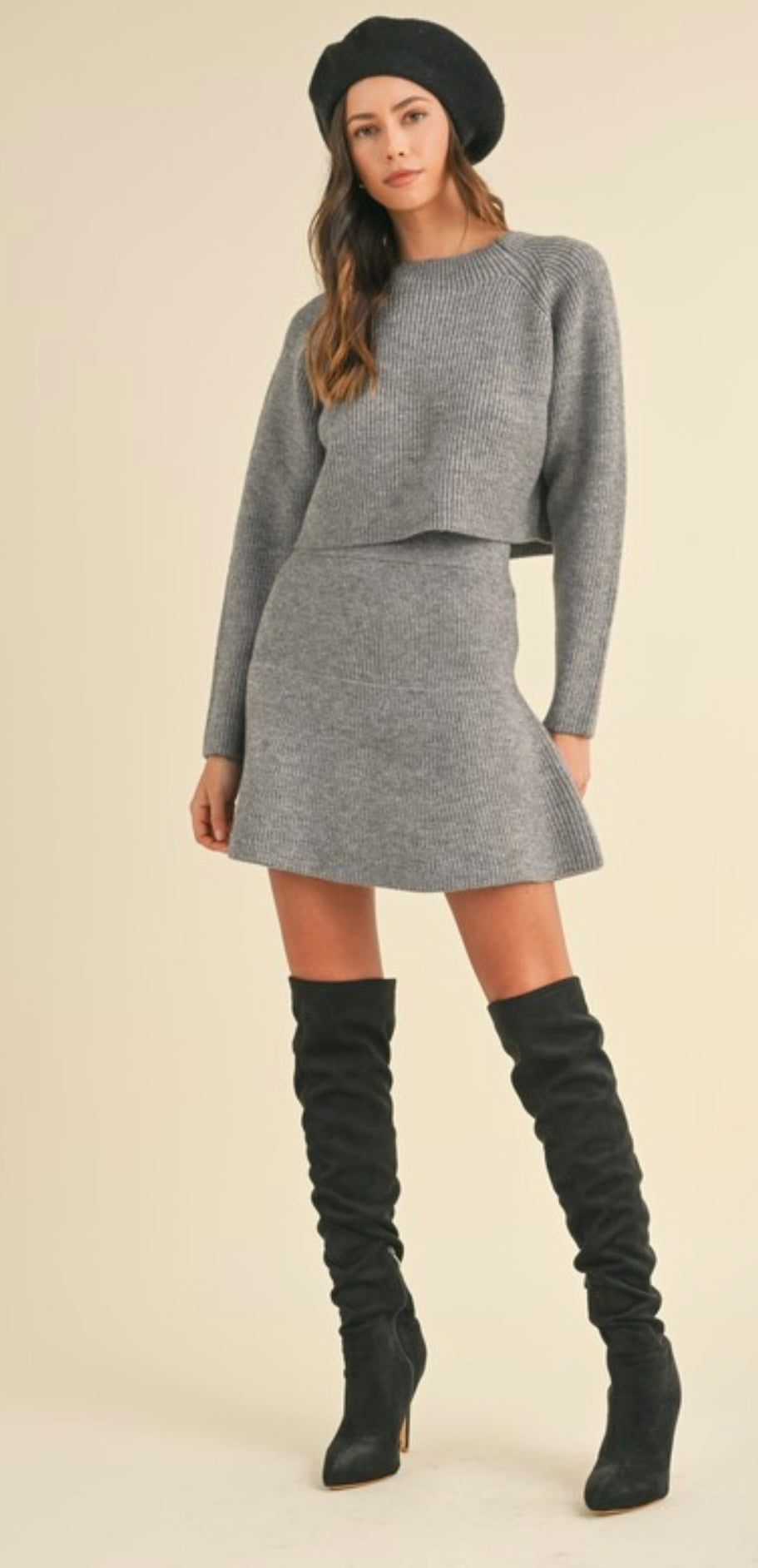 She's Chic Heather Grey Sweater Set