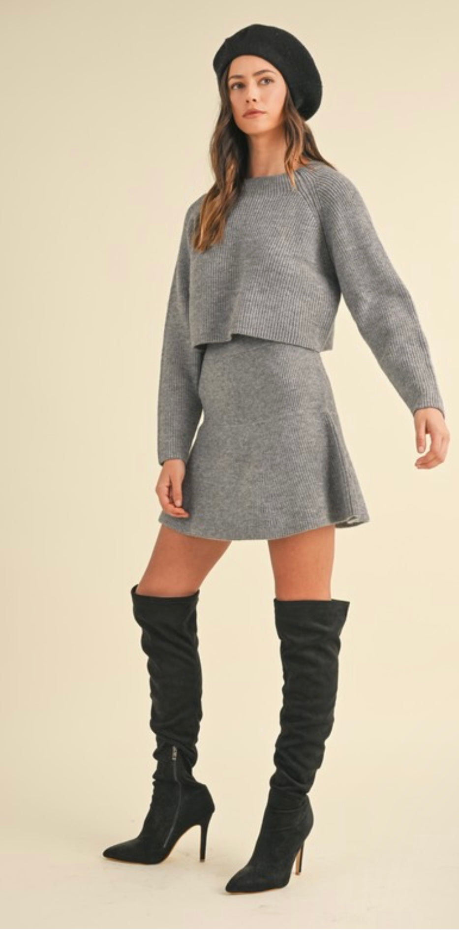 She's Chic Heather Grey Sweater Set