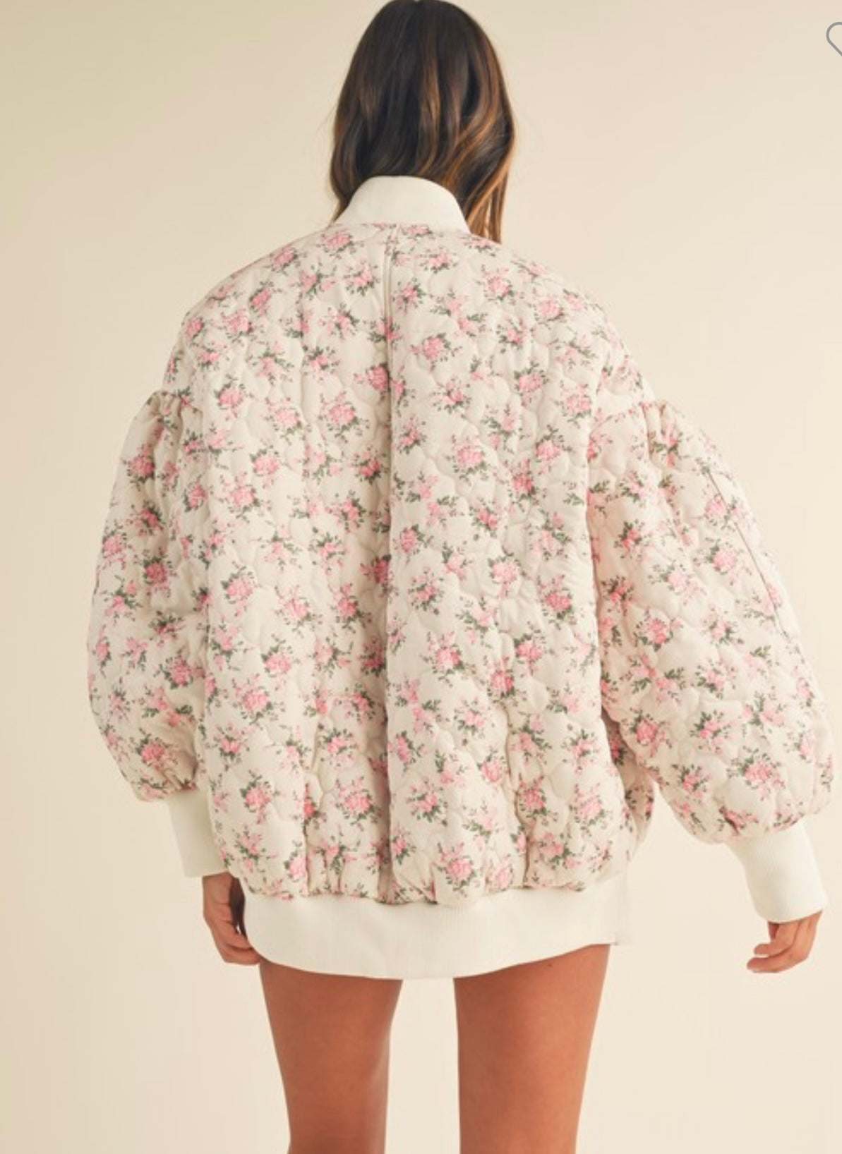 Floral Printed Quilted Bomber Jacket